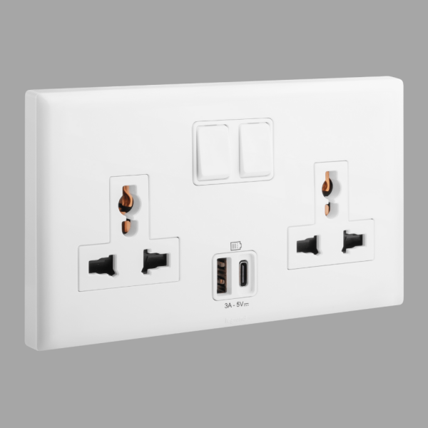 Legrand Eloe Switch Socket 16A Multistandard + USB A and C