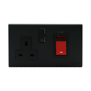 PANASONIC Cooker control Unit (45A DP Switch + 13A DP Switched Socket with Indicator)-BLACK