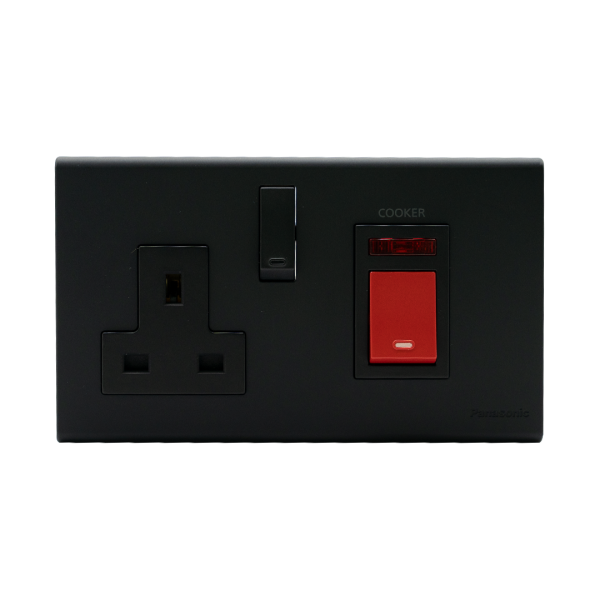 PANASONIC Cooker control Unit (45A DP Switch + 13A DP Switched Socket with Indicator)-BLACK