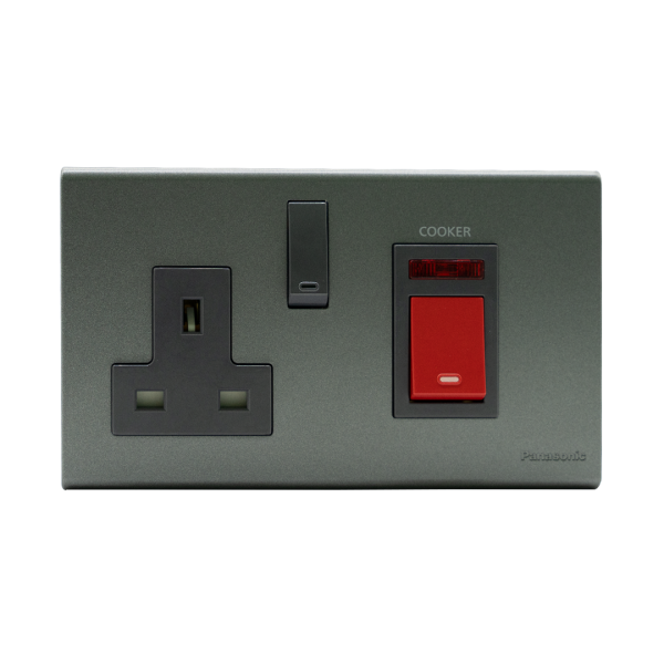 PANASONIC Cooker control Unit (45A DP Switch + 13A DP Switched Socket with Indicator)-GRAY