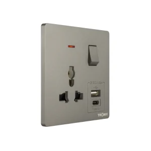 PANASONIC SWITCH SOCKET SGL UNIVERSAL/USB- GRAY